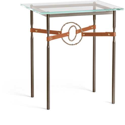 Equus 25.1 X 22 inch White and Soft Gold Side Table in Leather Chestnut