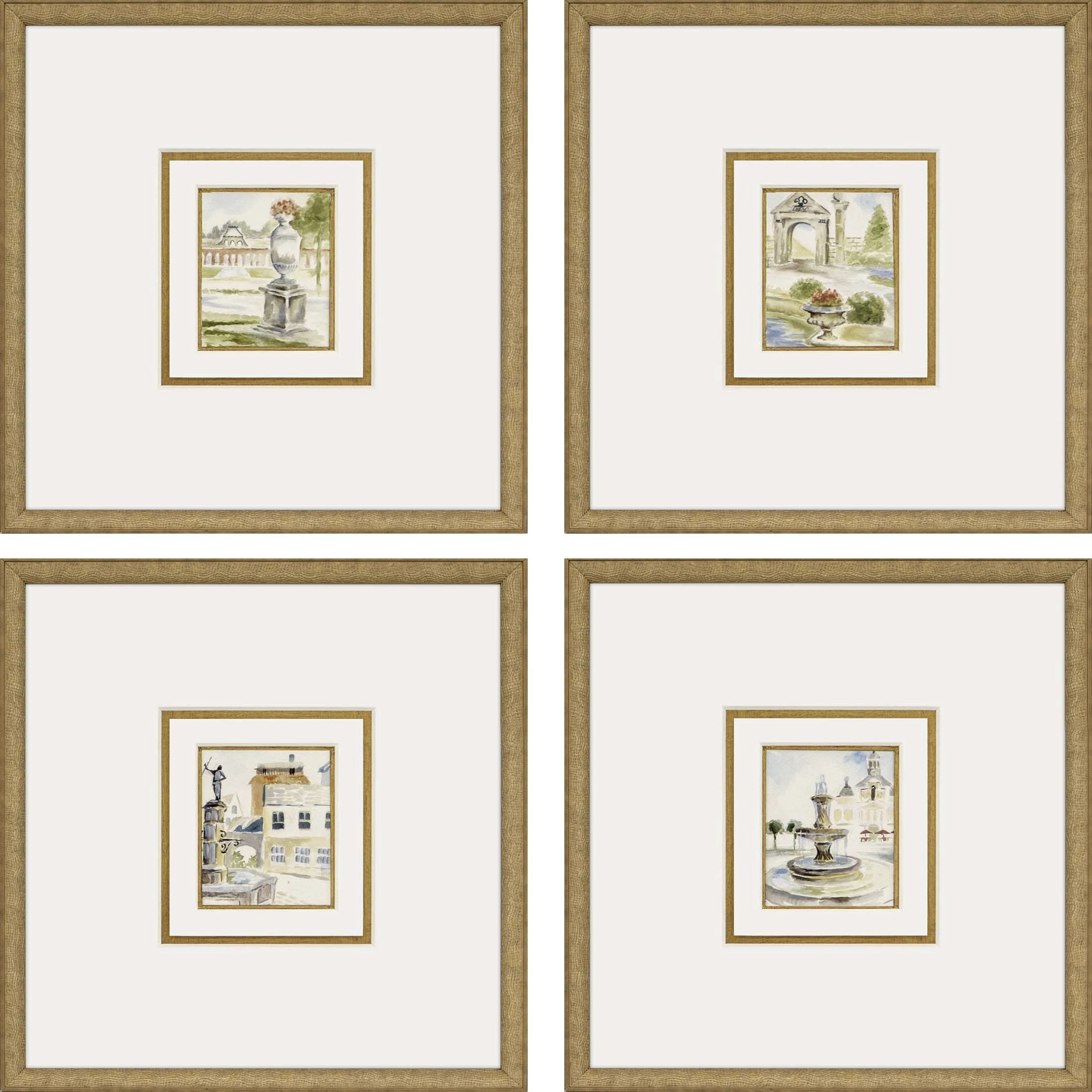 Fountains Multi and Green and Beige and Blue Framed Art, The Studio