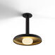 Combi LED 12 inch Matte Black Pendant Ceiling Light in Matte Black + Brass, Suspension / Flush Mount 2-in-1