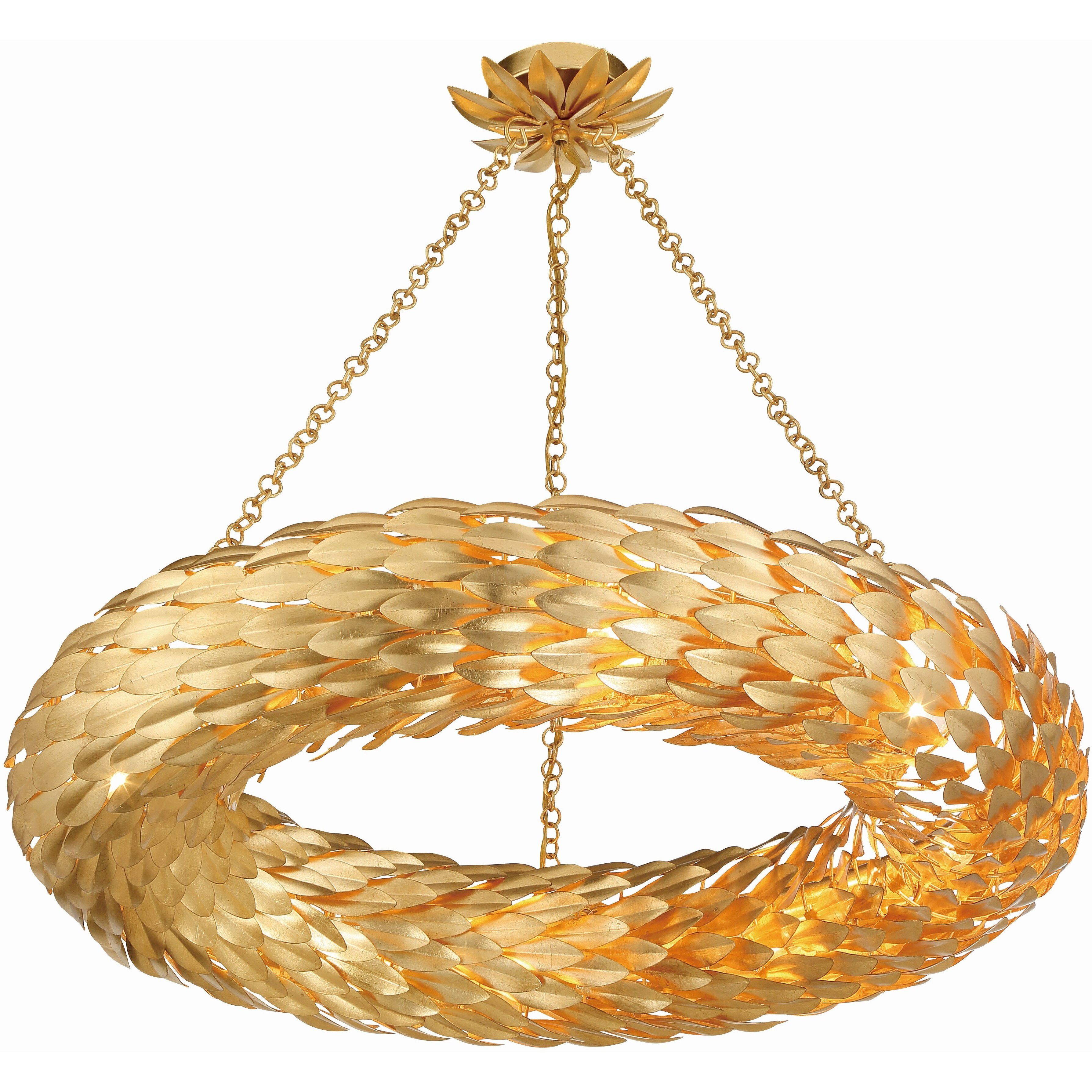 Broche 8 Light 33.5 inch Antique Gold Semi Flush Ceiling Light