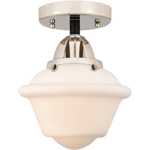Nouveau 2 Small Oxford LED 8 inch Black Polished Nickel Semi-Flush Mount Ceiling Light in Matte White Glass