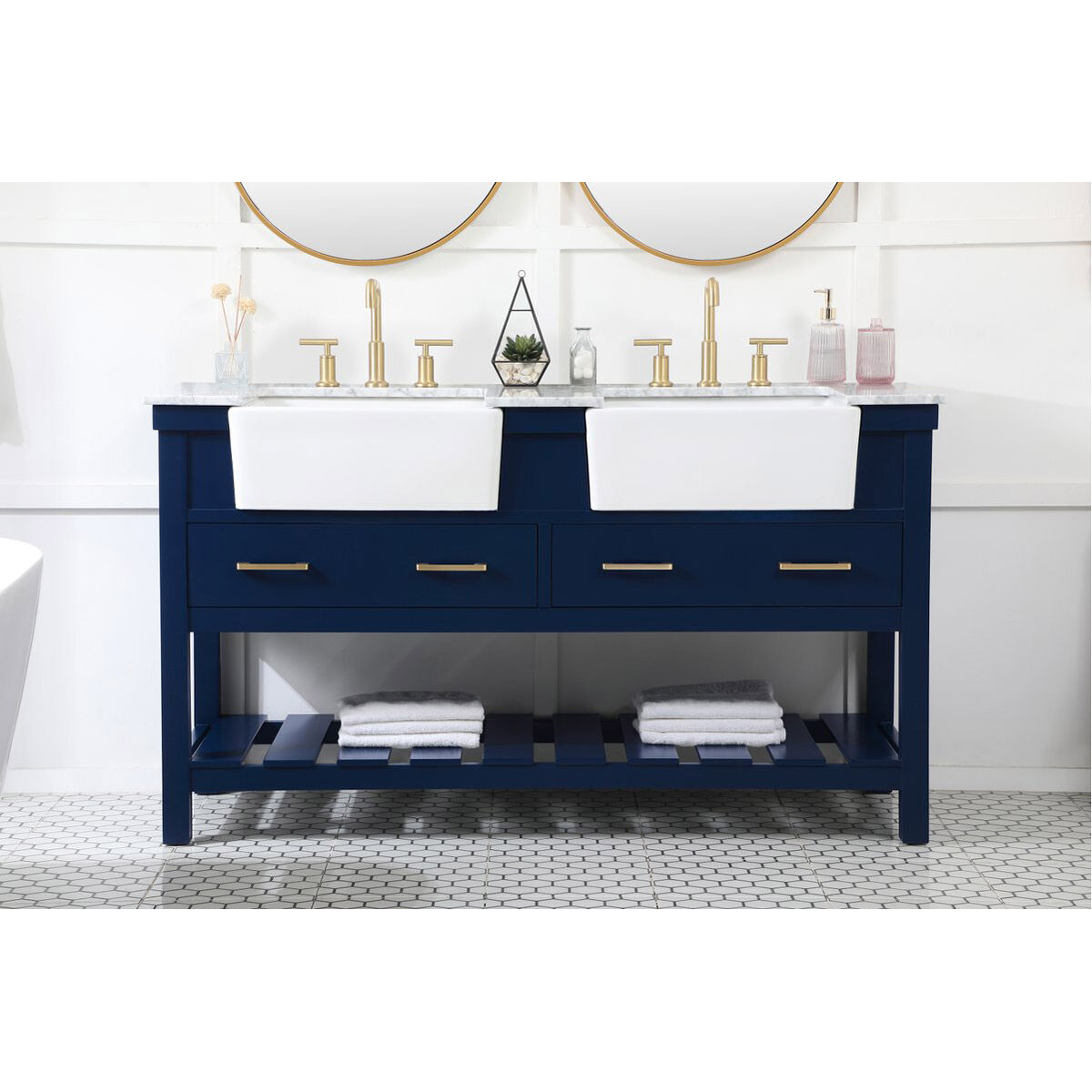 Clement 60 X 22 X 34.13 inch Blue Bathroom Vanity Cabinet