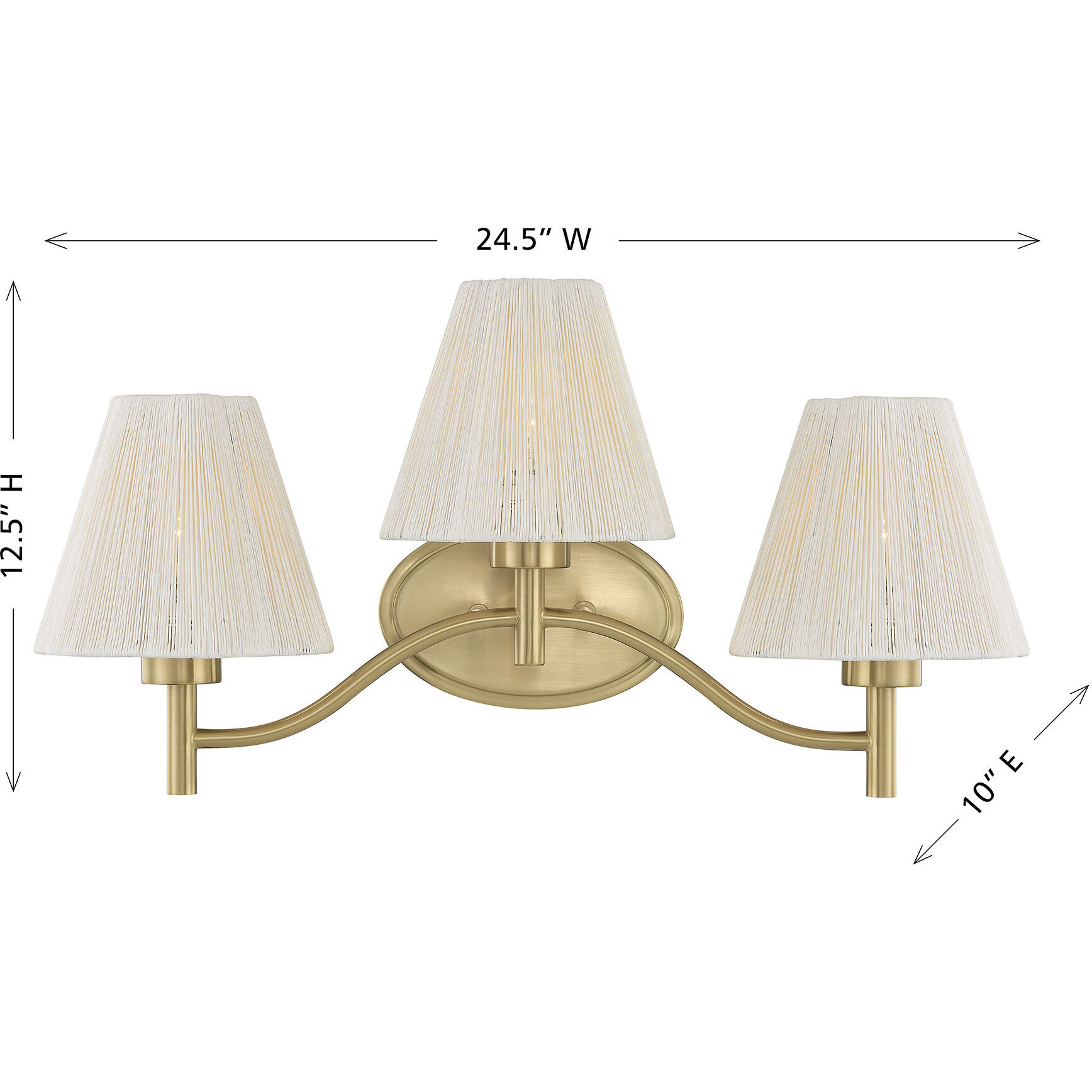 Rosa 3 Light 24.5 inch Noble Brass Bathroom Vanity Light Wall Light