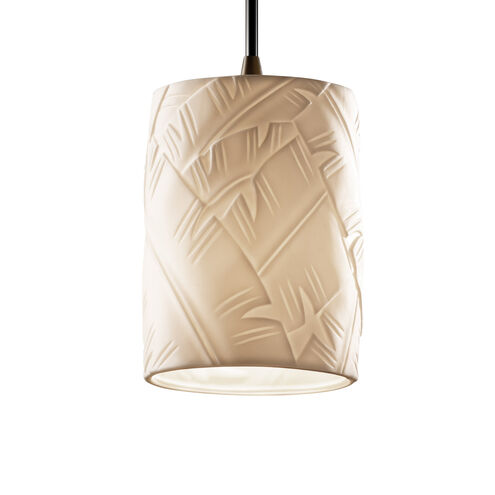 Limoges 1 Light 4 inch Matte Black Pendant Ceiling Light in Banana Leaf
