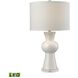 White Ceramic 28 inch 9.5 watt Gloss White with Clear Table Lamp Portable Light in LED, 3-Way