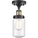 Dover 1 Light 6.5 inch Black Antique Brass Semi-Flush Mount Ceiling Light