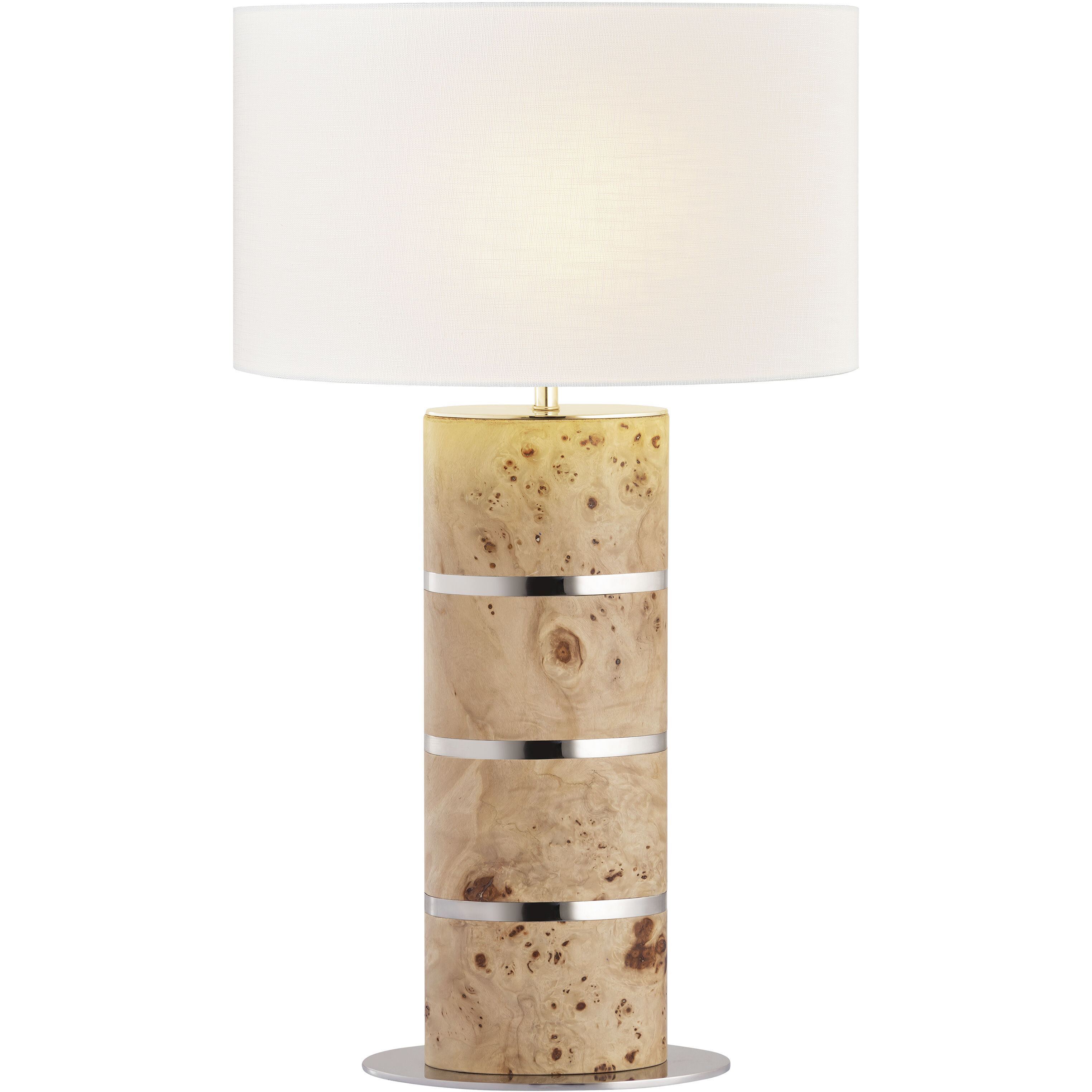 Cahill 28 inch 100 watt Natural Burl with Polished Nickel Table Lamp Portable Light