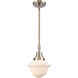 Franklin Restoration Small Oxford 1 Light 8 inch Brushed Satin Nickel Mini Pendant Ceiling Light in Matte White Glass