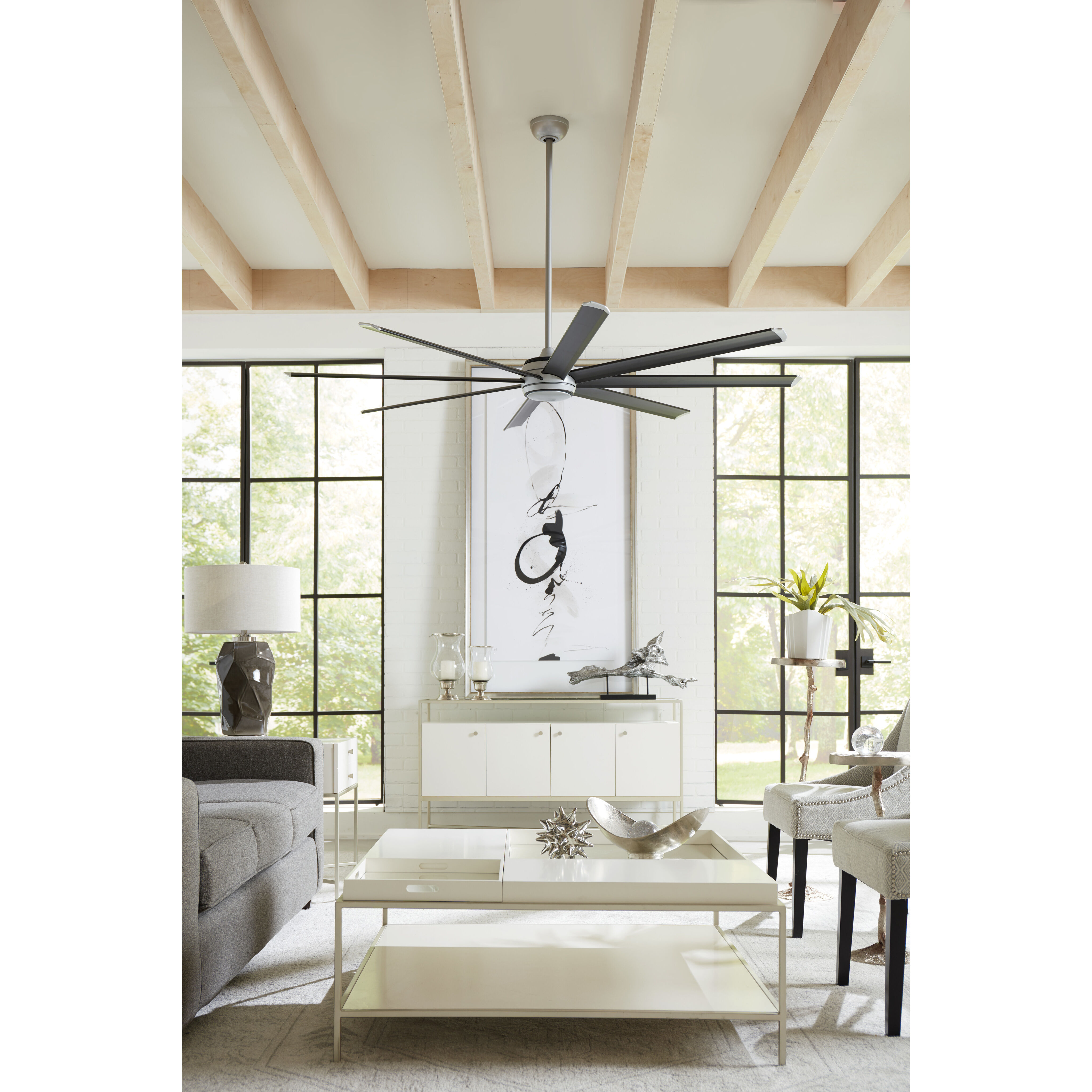 Stellar Custom Black with Silver Tip 39.18 inch Each Fan Blades in Black with Silver Accents