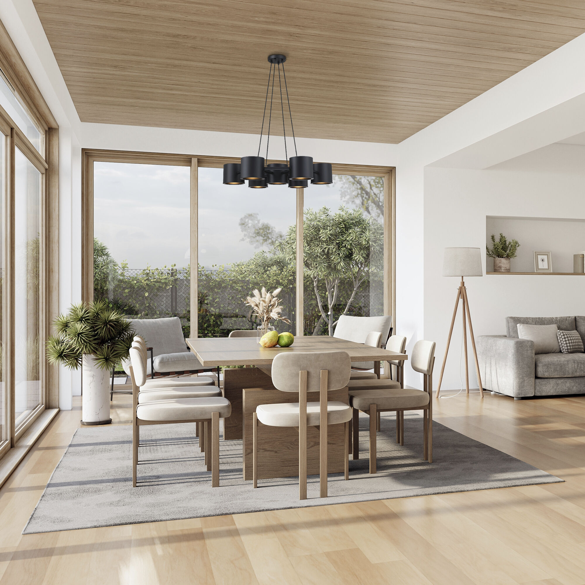 Fleur Oasis LED 30 inch Matte Black Chandelier Ceiling Light