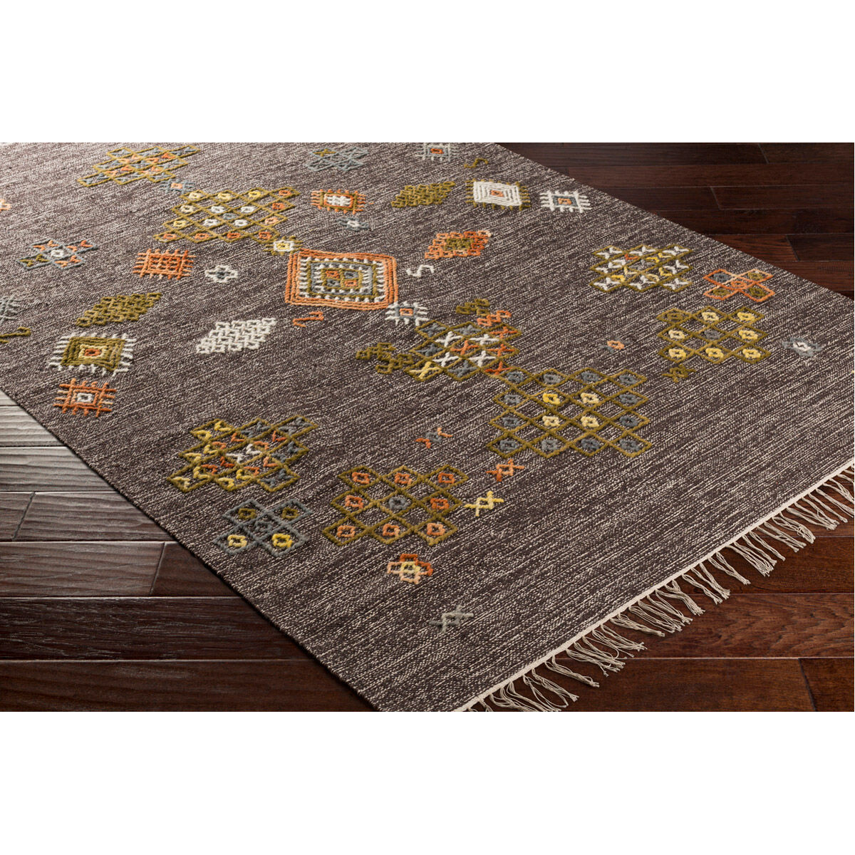 Zanafi 60 X 36 inch Dark Brown/Khaki/Medium Gray/Olive/Peach Rugs in 3 x 5, Rectangle