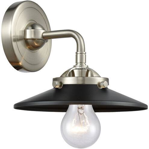Nouveau Railroad LED 8 inch Brushed Satin Nickel Sconce Wall Light in Matte Black, Nouveau
