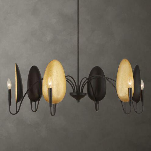 Warwick 6 Light 41.5 inch Black and Gold Textured Chandelier Ceiling Light