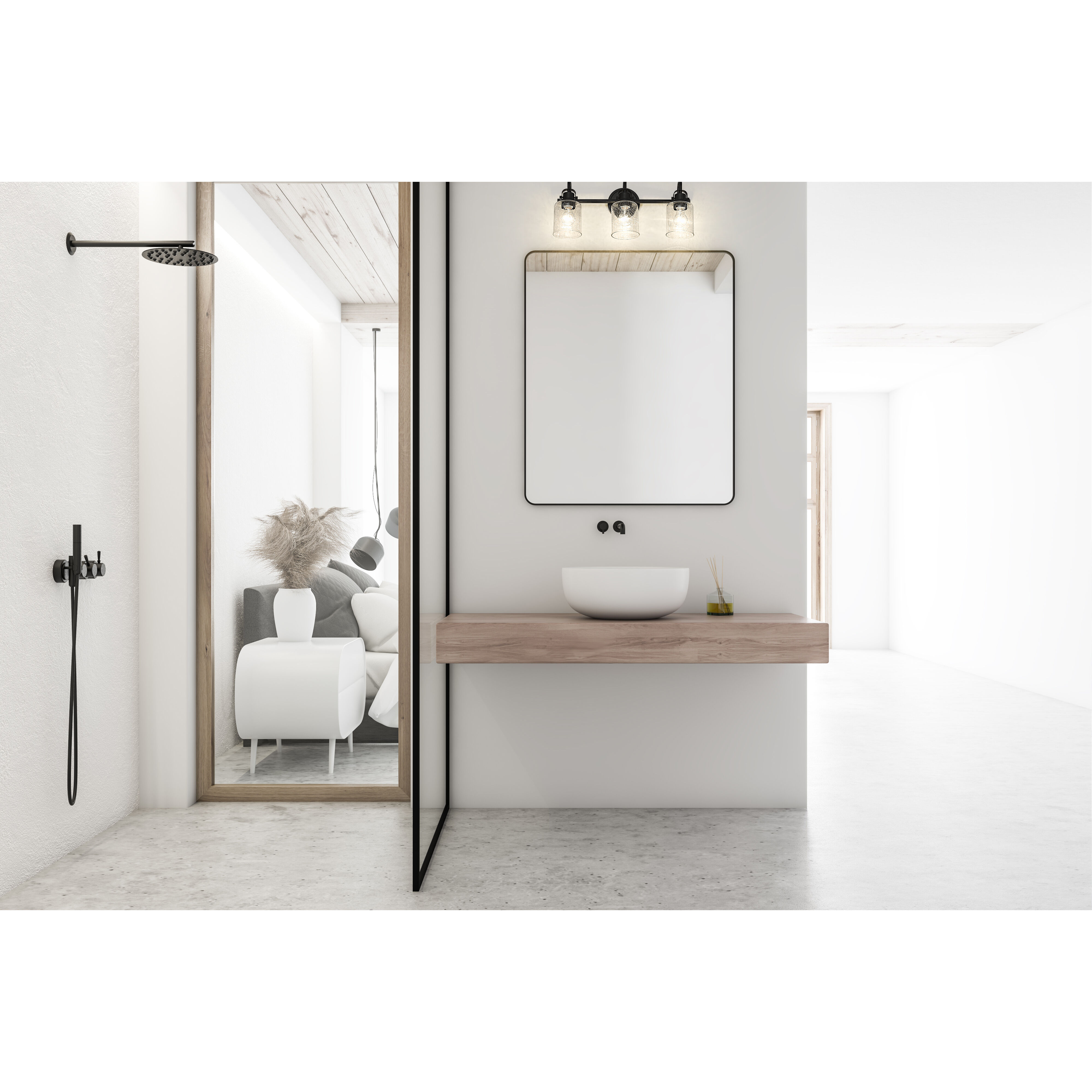 Kinsley 3 Light 22 inch Matte Black Vanity Wall Light