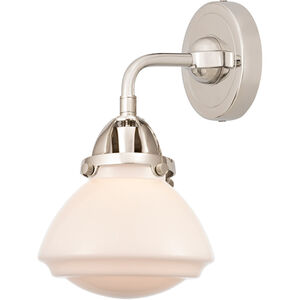 Nouveau 2 Olean LED 7 inch Polished Nickel Sconce Wall Light in Matte White Glass