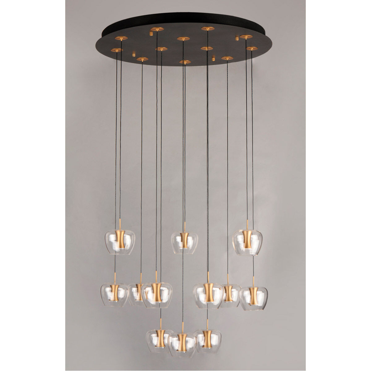 Newton LED 27.5 inch Black and Gold Multi-Light Pendant Ceiling Light