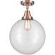 Beacon LED 12 inch Antique Copper Flush Mount Ceiling Light in Clear Glass