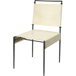 Sweetwater Off White Leather & Black Forged Iron Dining Chair