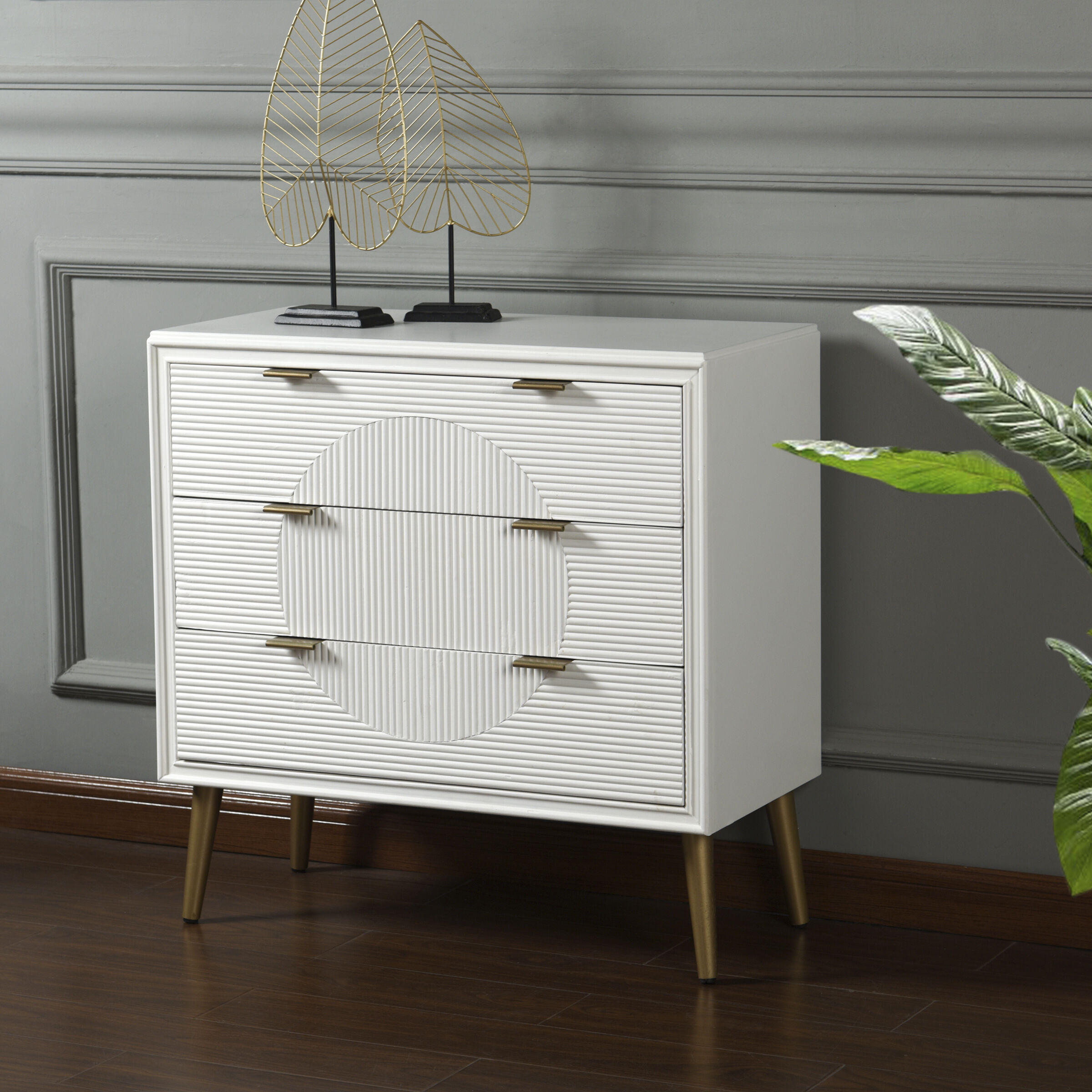 Milo Satin White and Copper Chest