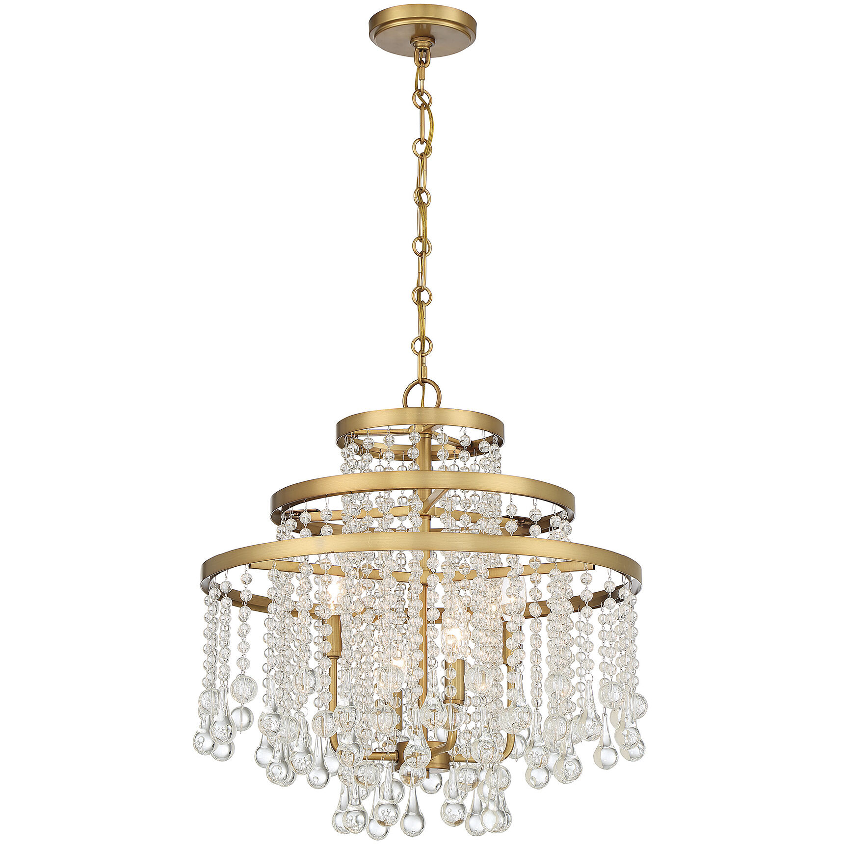 Luna 4 Light 20 inch Warm Brass Chandelier Ceiling Light