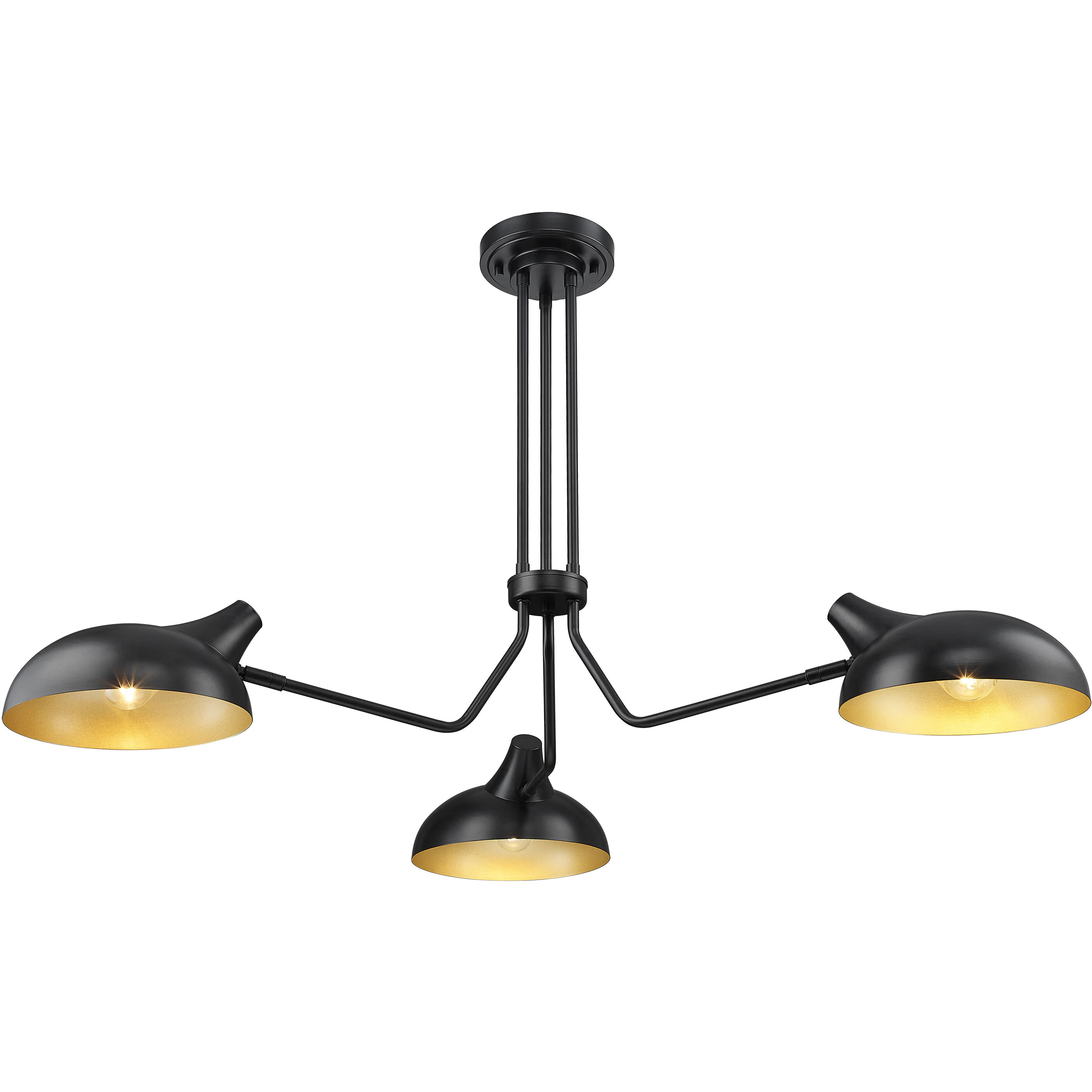 Bellamy 3 Light 46 inch Matte Black Semi Flush Mount Ceiling Light