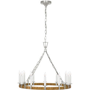 Chapman & Myers Darlana5 LED 30 inch Polished Nickel and Natural Rattan Wrapped Ring Chandelier Ceiling Light, Medium