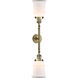Franklin Restoration Canton LED 17 inch Antique Brass Bath Vanity Light Wall Light in Matte White Glass, Franklin Restoration