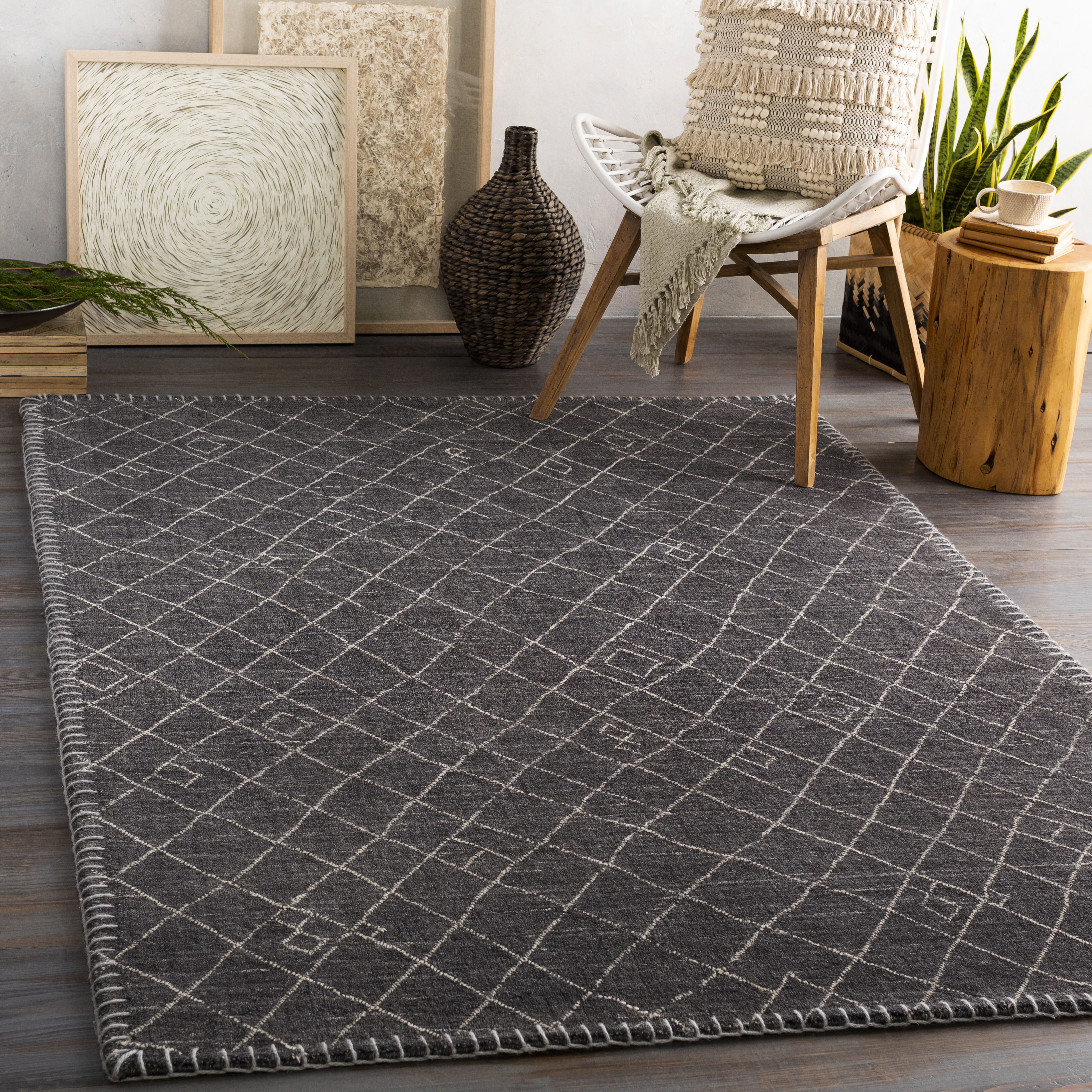 Arlequin 36 X 24 inch Black Rug in 2 x 3, Rectangle