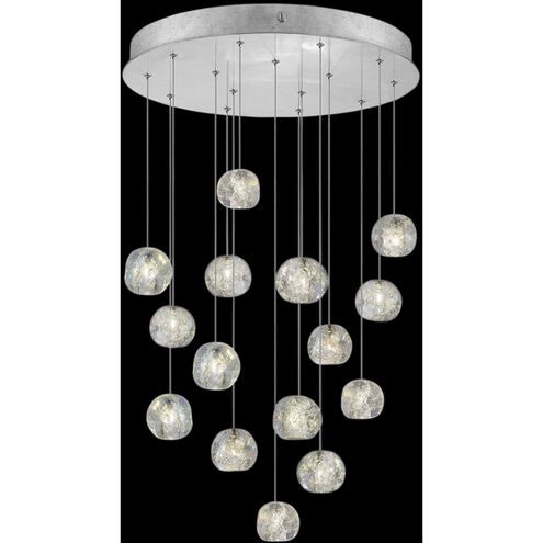 Natural Inspirations 15 Light 21 inch Silver Pendant Ceiling Light in Nebula Studio Glass