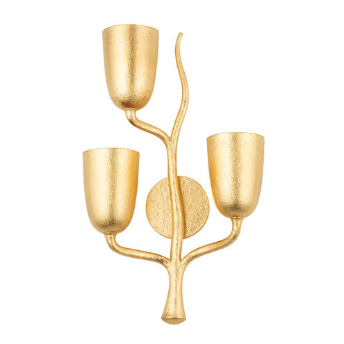 Vine 3 Light 14 inch Gold Leaf Wall Sconce Wall Light in Left, Left