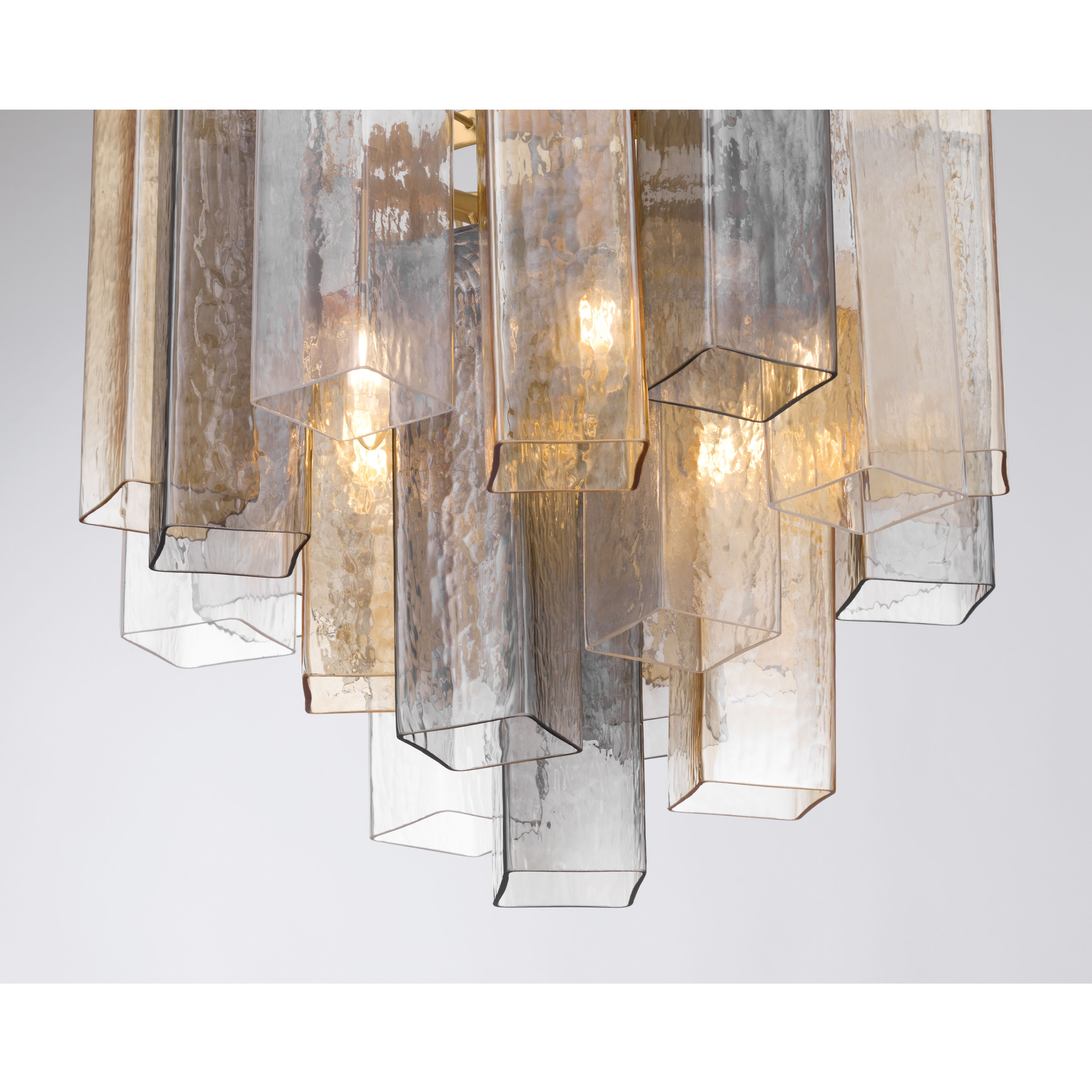 Torvento 6 Light 17.75 inch Legacy Brass Pendant Ceiling Light in Clear,  Grey and Amber Handmade Glass