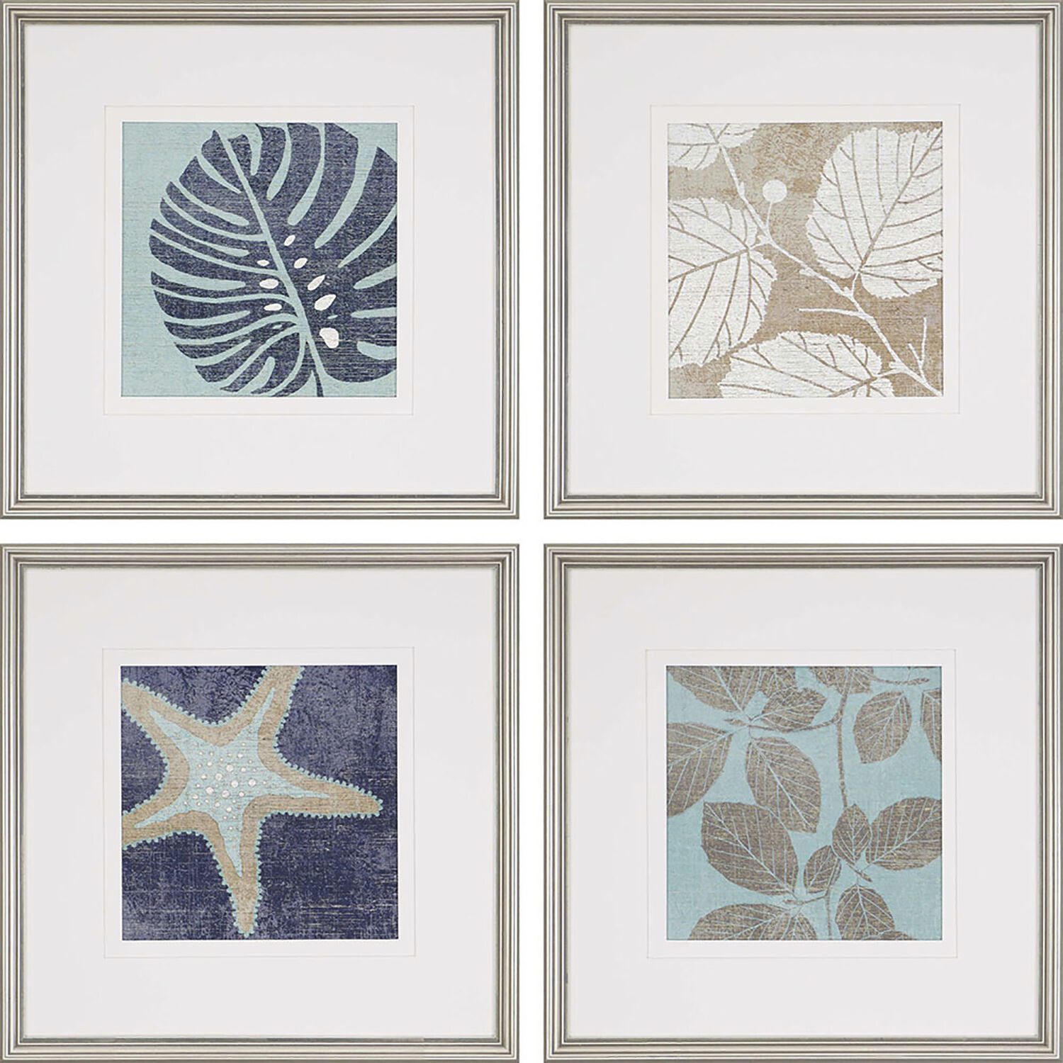 Coastal Blue and Turquoise and Brown and Beige Framed Art