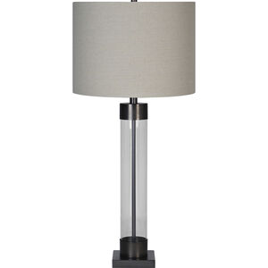 Meredith 33.25 inch 100 watt Clear and Bronze Table Lamp Portable Light