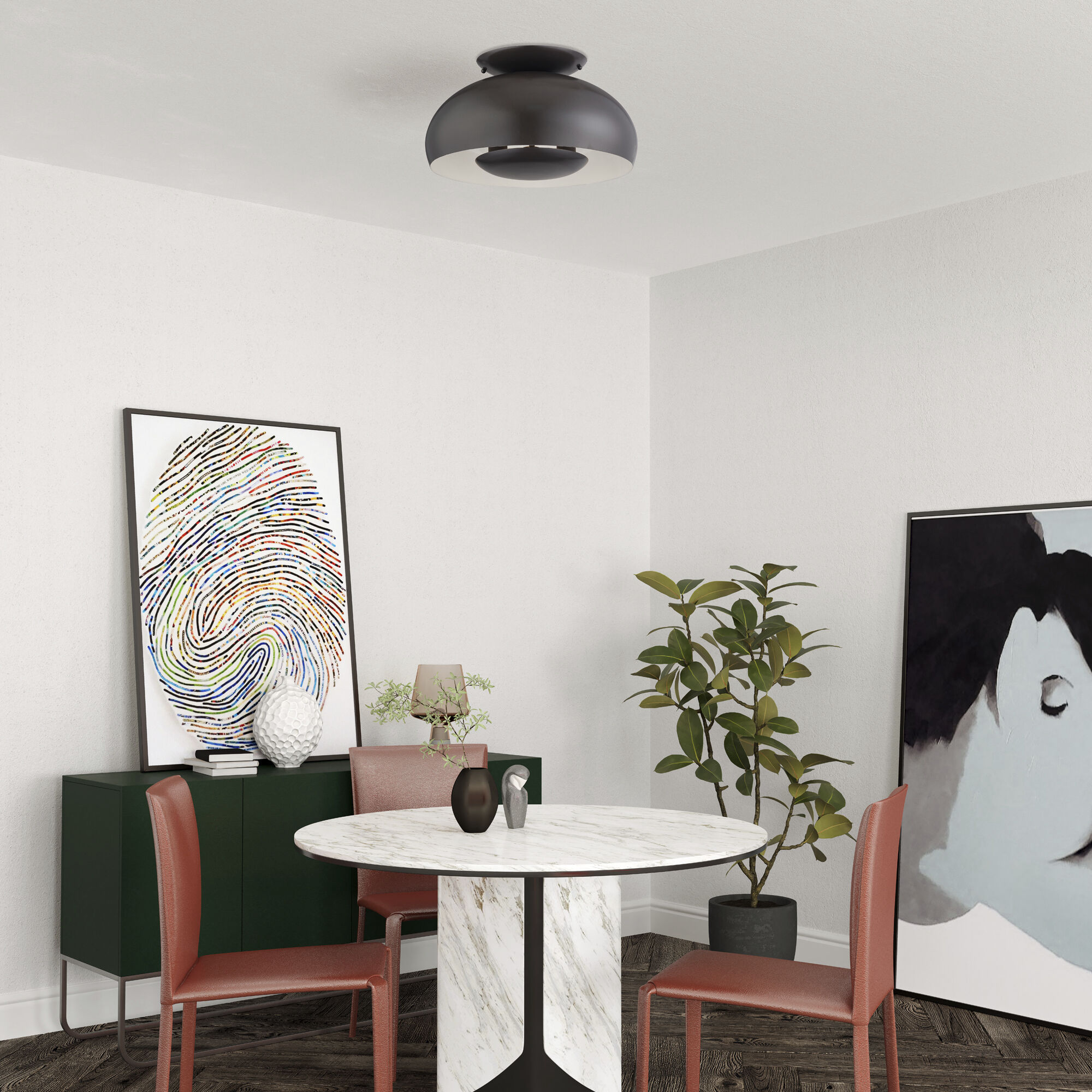 Domma 3 Light 17 inch English Bronze Semi Flush Mount Ceiling Light, Large