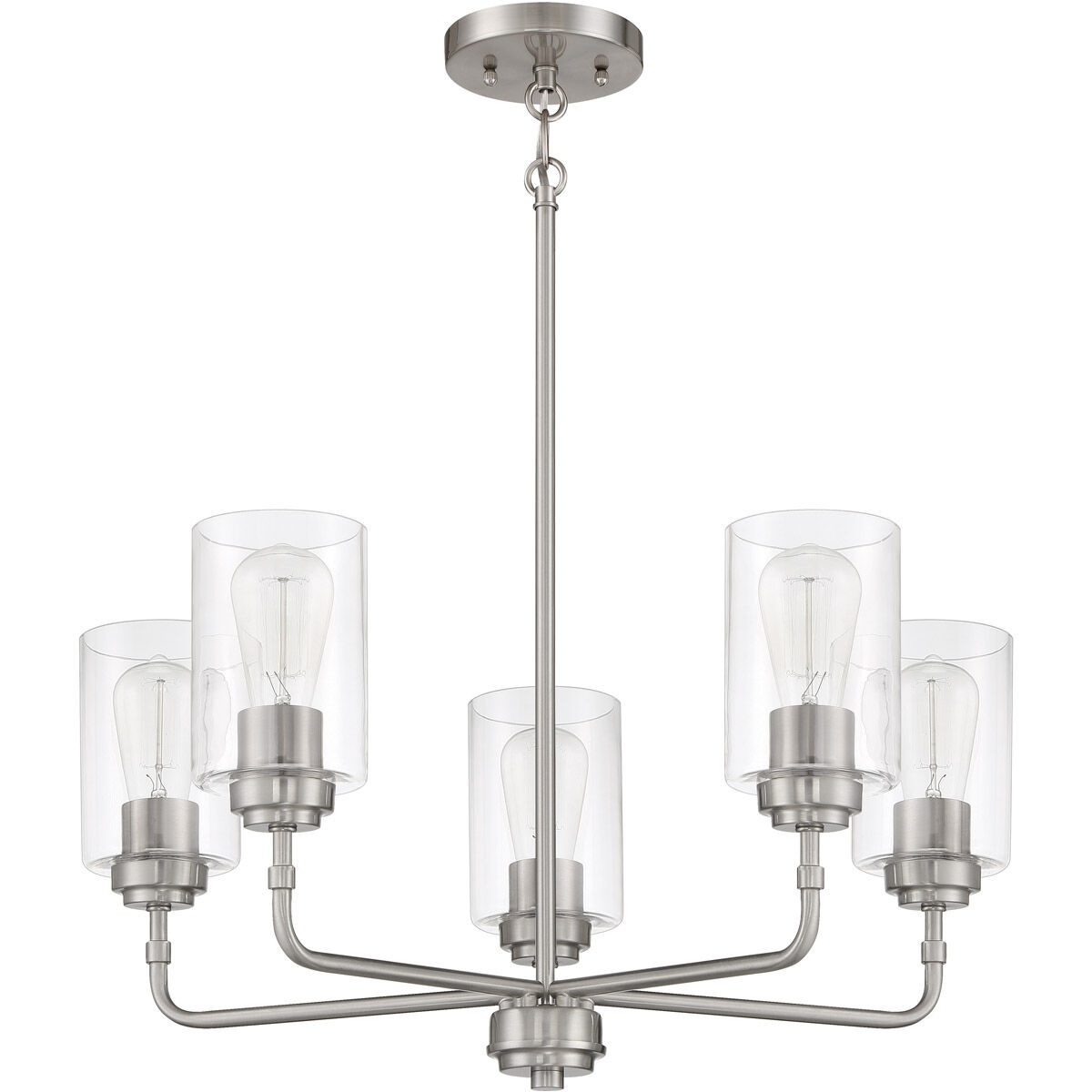 Stowe 5 Light 23 inch Brushed Polished Nickel Chandelier Ceiling Light