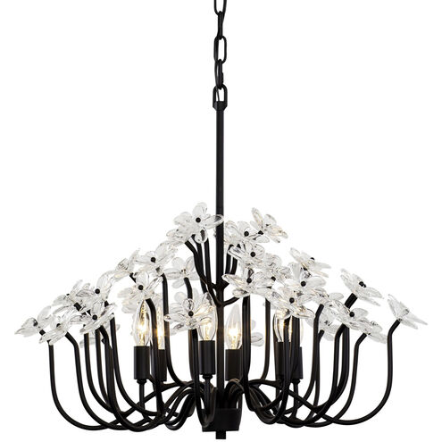 Wildflower 6 Light 26 inch Matte Black Chandelier Ceiling Light, Smithsonian Collaboration