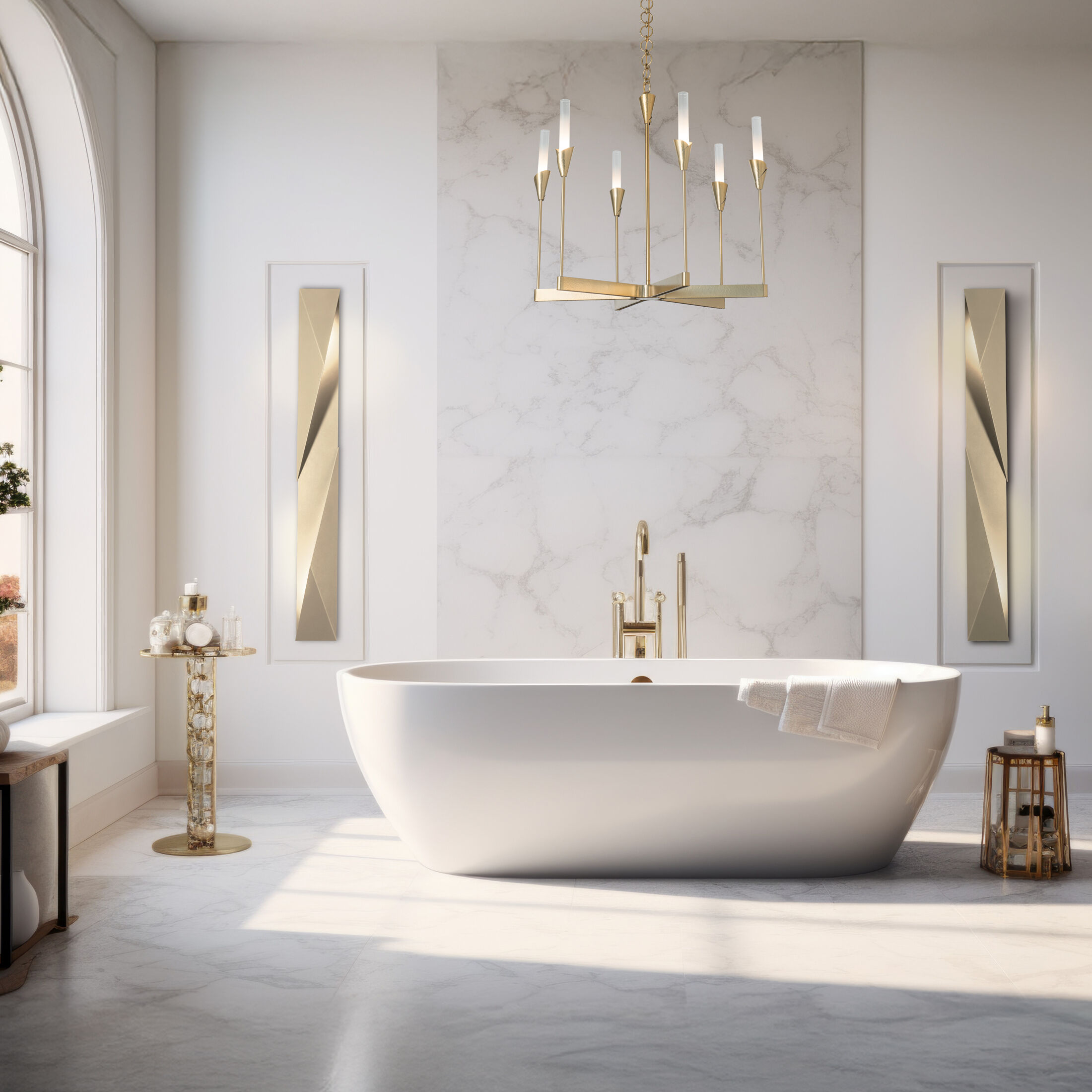 Lilium 6 Light 30.3 inch Modern Brass Chandelier Ceiling Light