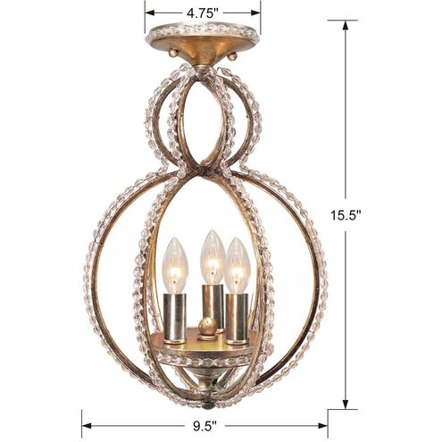 Garland 3 Light 9.5 inch Distressed Twilight Semi Flush Ceiling Light