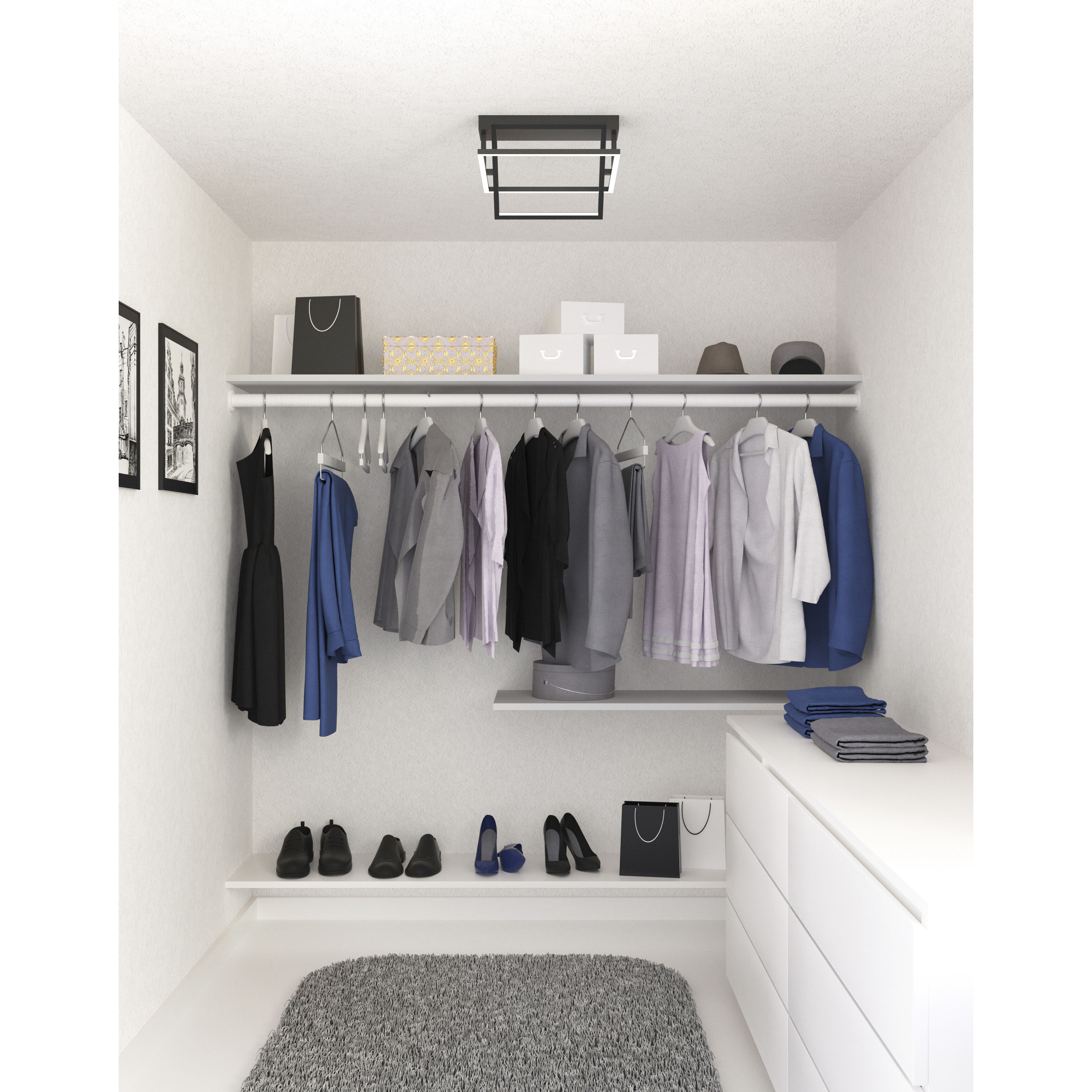 Mondrian LED 15.75 inch Black Semi-Flush Mount Ceiling Light