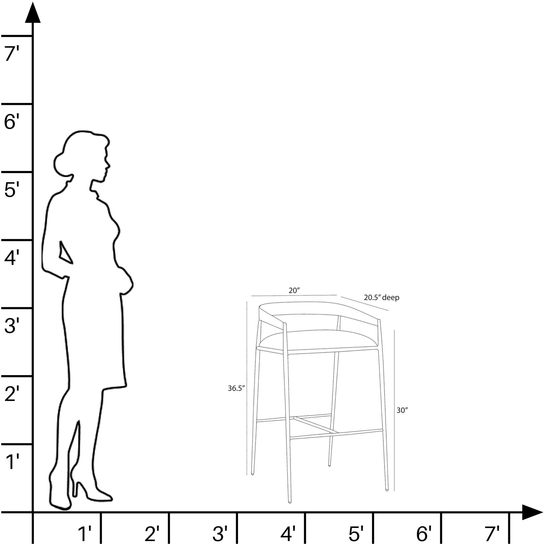 Ansel 36.5 inch Midnight Grey and Natural Iron Bar Stool