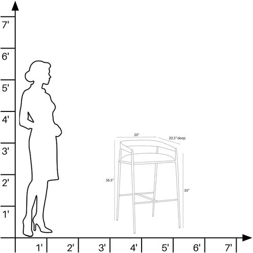 Ansel 36.5 inch Midnight Grey and Natural Iron Bar Stool