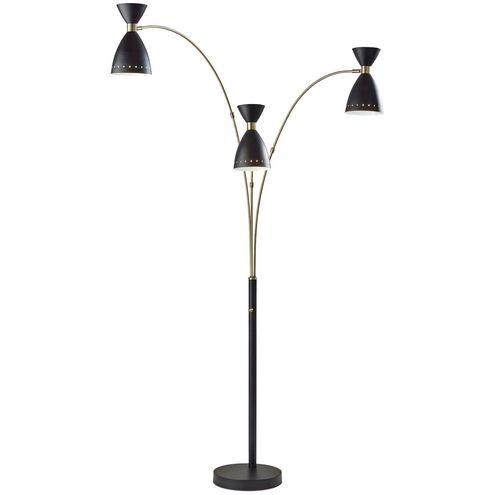 Oscar 82 inch 40.00 watt Black and Antique Brass Arc Lamp Portable Light, 3-Arm