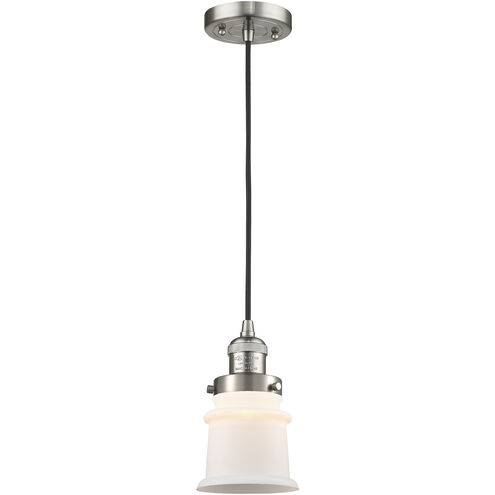 Franklin Restoration Canton LED 6 inch Brushed Satin Nickel Mini Pendant Ceiling Light in Matte White, Franklin Restoration