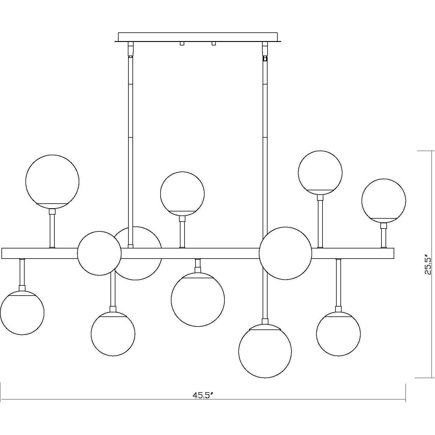 Midnetic 13 Light 45.5 inch Matte Black Linear Chandelier Ceiling Light