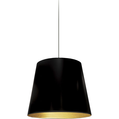 Oversized Drum LED 14 inch Black Pendant Ceiling Light in Black/Gold Jewel Tone, Small