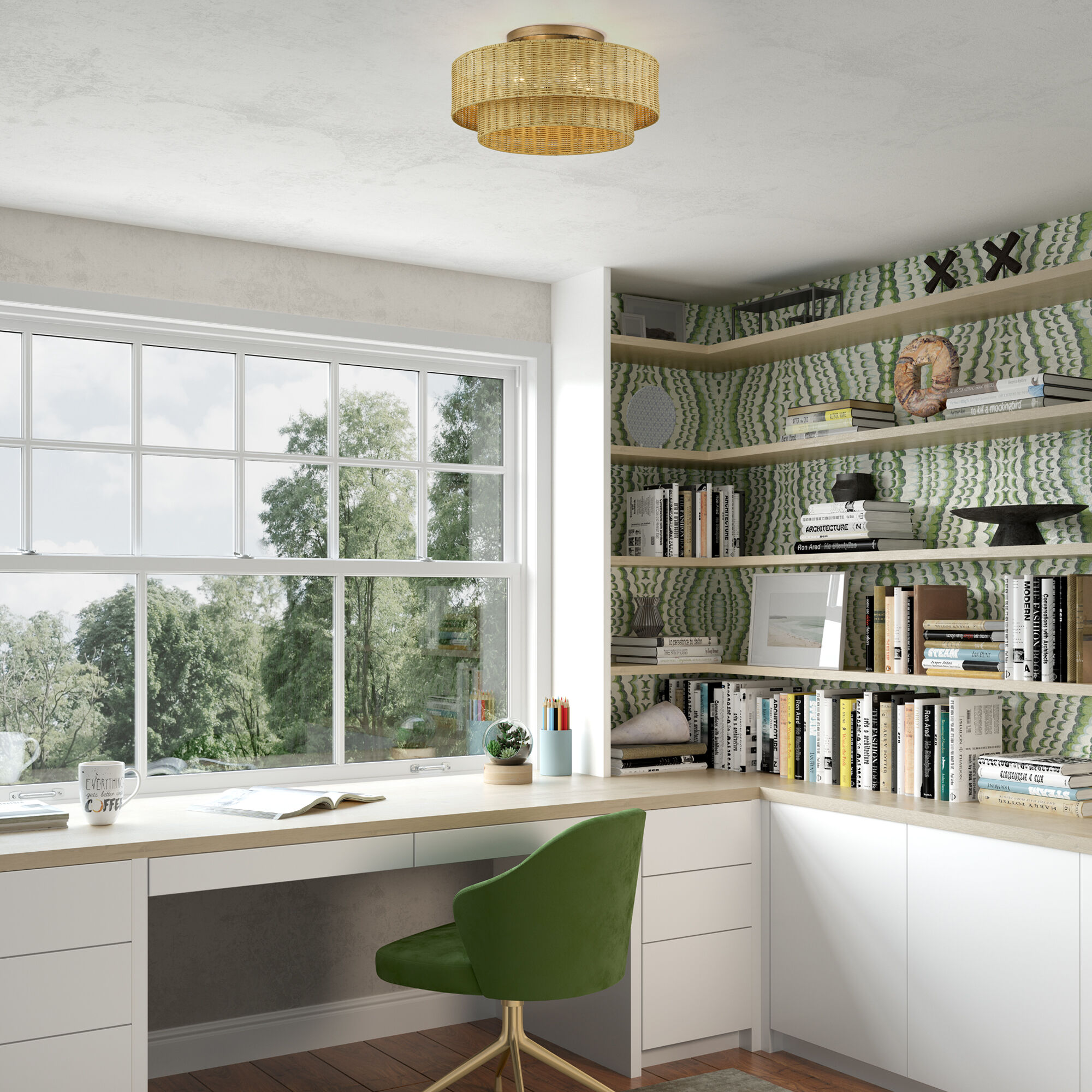 Weavington 4 Light 21 inch Antique Gold Leaf Semi Flush Mount Ceiling Light, Extra Large