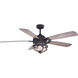Barnes 54 inch Matte Black and Rustic Oak with Driftwood-Black Walnut Blades Indoor/Outdoor Ceiling Fan