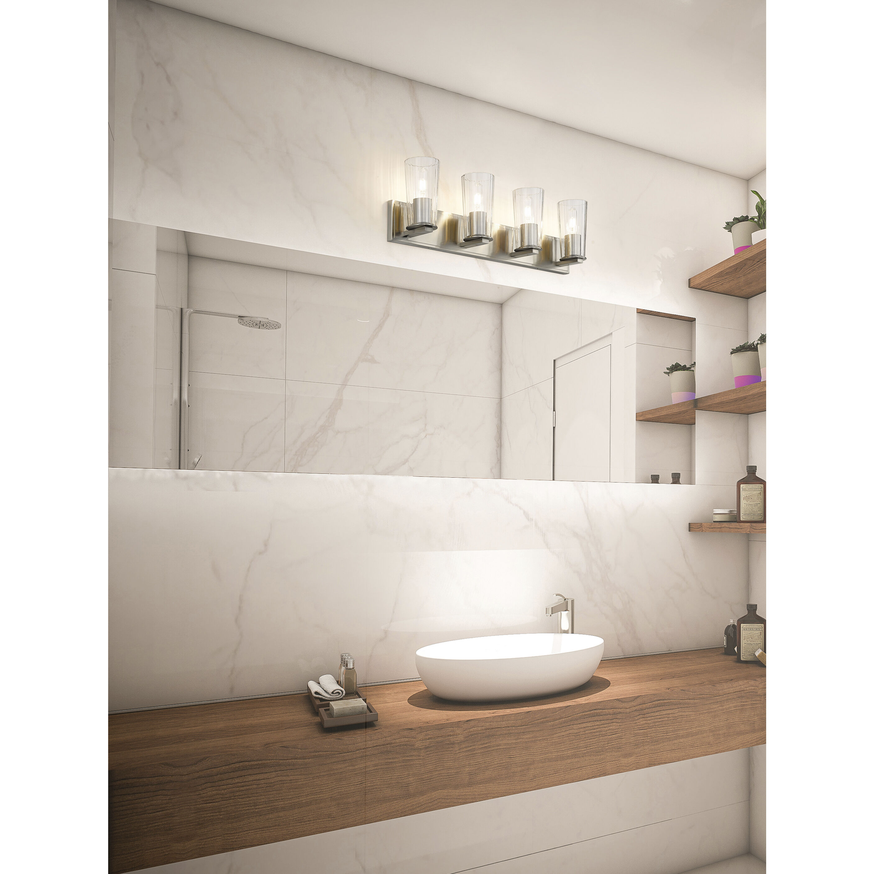 Titus 4 Light 32 inch Brushed Nickel Bath Vanity Light Wall Light