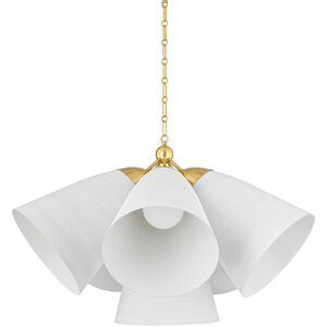 Bronson 5 Light 37.5 inch Aged Brass/White Plaster Chandelier Ceiling Light