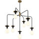 Godfrey 7 Light 38 inch Matte Black with Warm Brass Accents Chandelier Ceiling Light, Lighting One